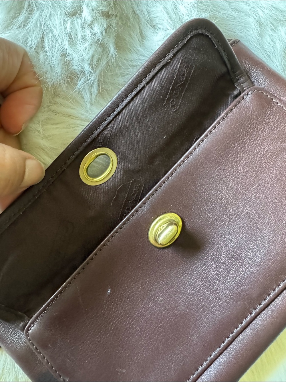 Coach Dark Brown Leather Turnlock Wristlet - Picture 7 of 14
